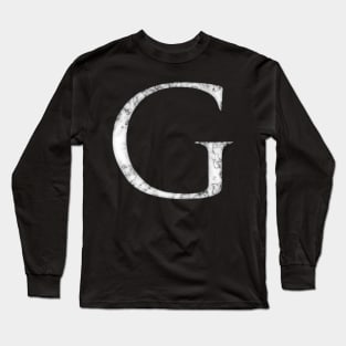 G in Roman White Marble Latin Alphabet Letter Sticker Long Sleeve T-Shirt